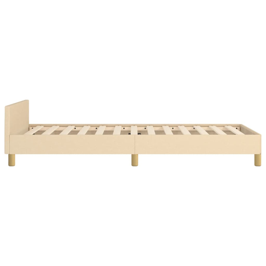 Bedframe Met Hoofdbord Stof Kleurig Crème 80 x 200 cm Effen ontwerp