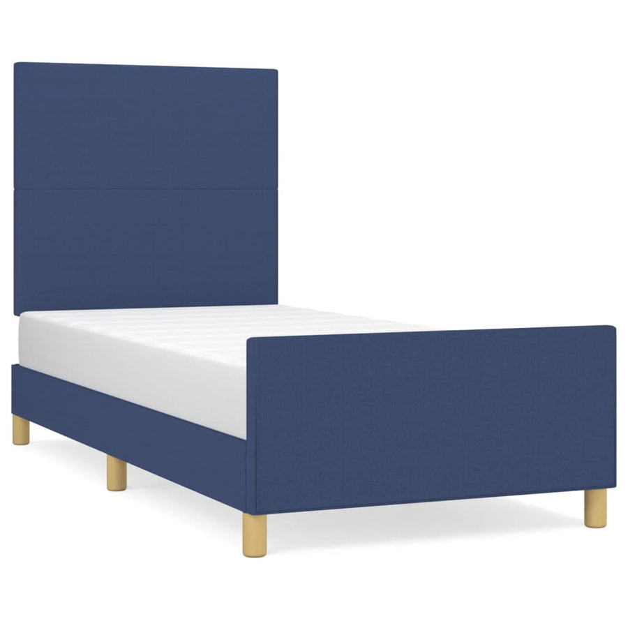 Bedframe Met Hoofdbord Stof Blauw 80X200 Cm Blauw 80 x 200 cm Effen ontwerp