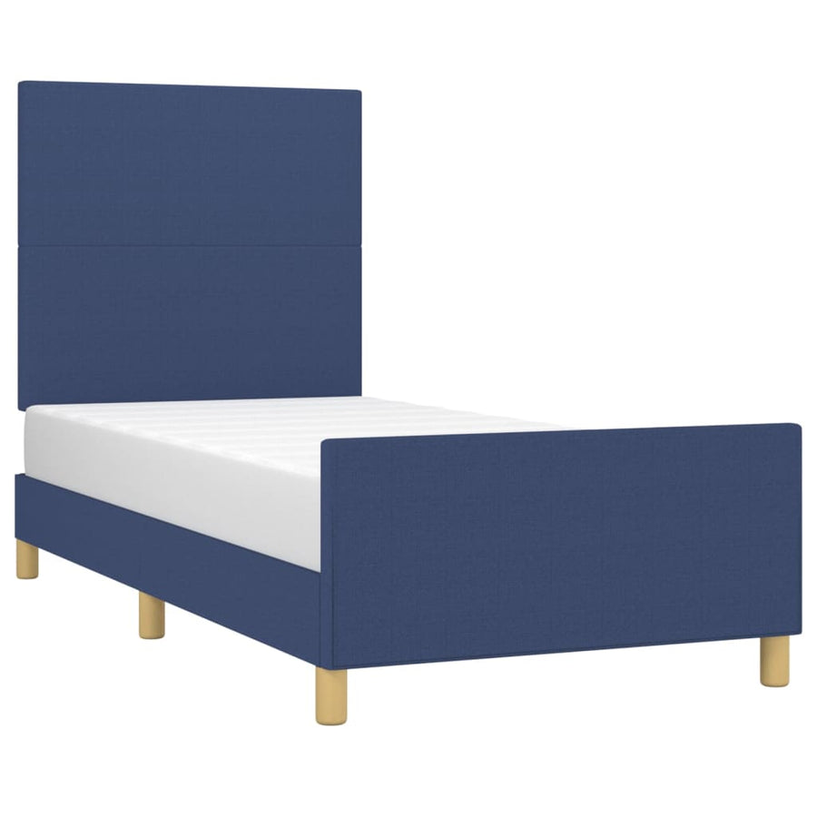 Bedframe Met Hoofdbord Stof Blauw 80X200 Cm Blauw 80 x 200 cm Effen ontwerp