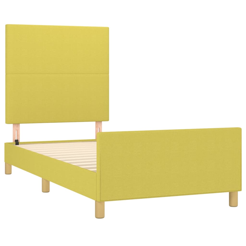 Bedframe Met Hoofdbord Stof Groen 80X200 Cm 80 x 200 cm Effen ontwerp