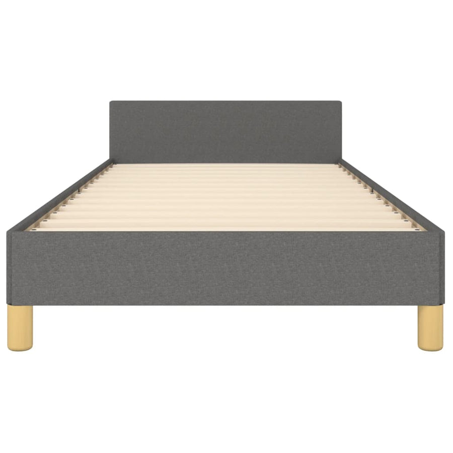 Bedframe met hoofdbord stof donkergrijs 90x190 cm 90 x 190 cm Effen ontwerp