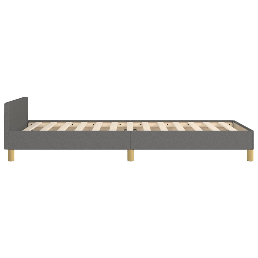 Bedframe met hoofdbord stof donkergrijs 90x190 cm 90 x 190 cm Effen ontwerp