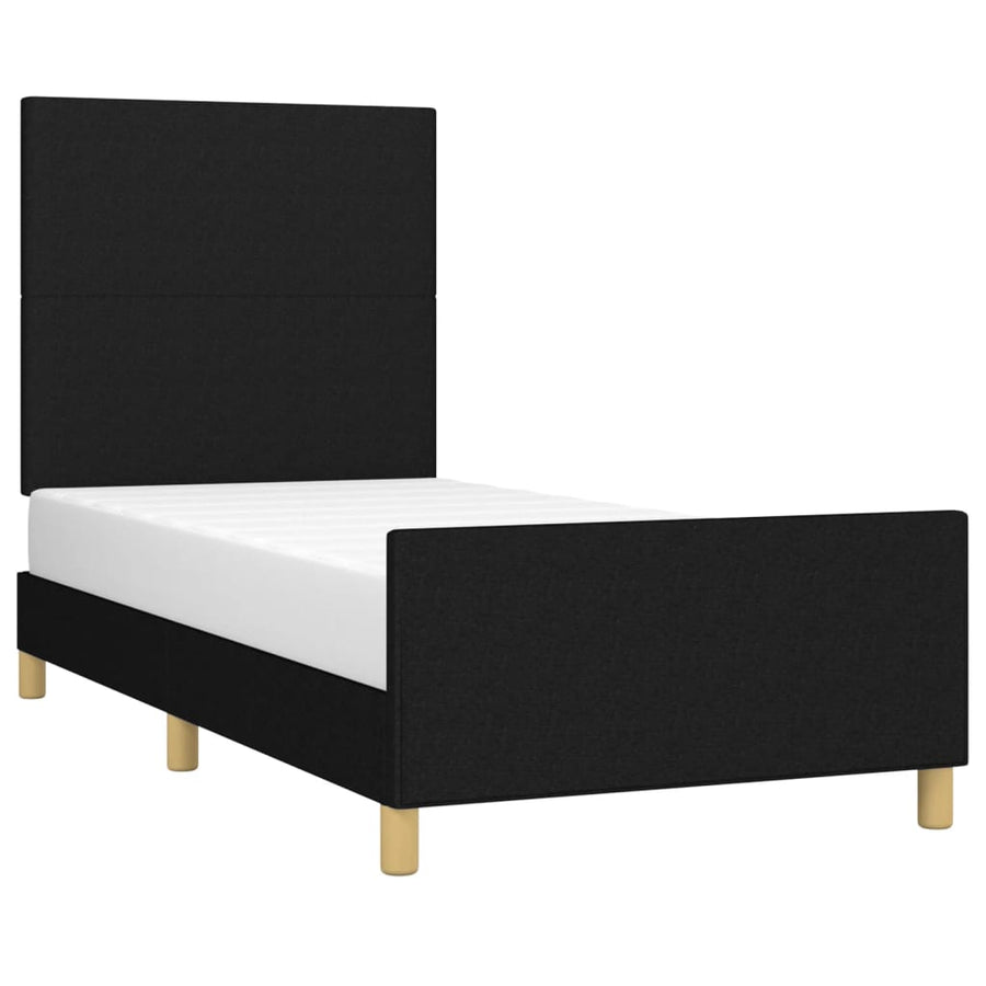 Bedframe met hoofdbord stof zwart 90x190 cm 90 x 190 cm Effen ontwerp