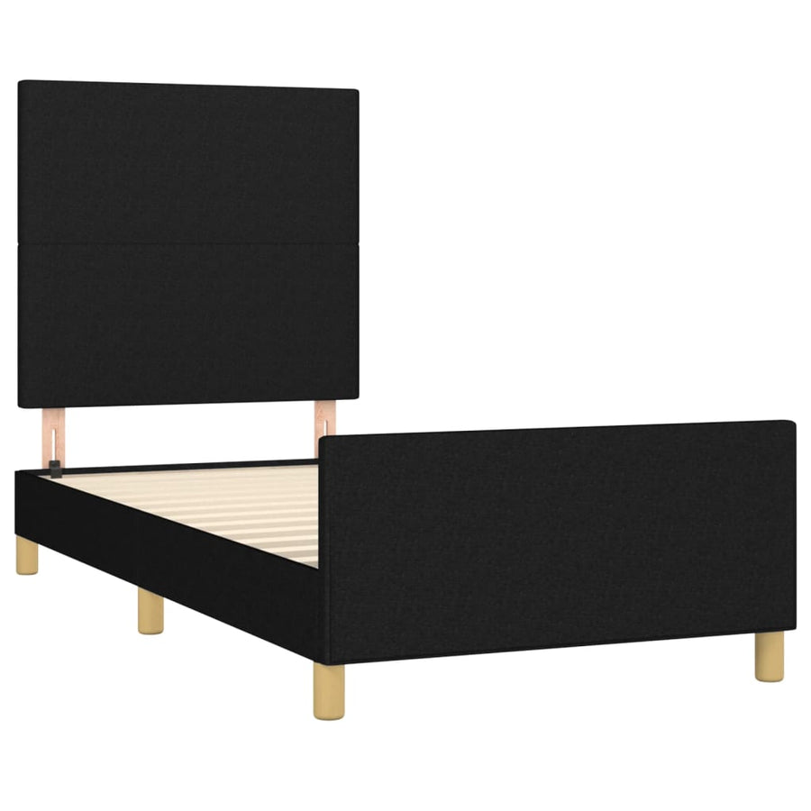 Bedframe met hoofdbord stof zwart 90x190 cm 90 x 190 cm Effen ontwerp