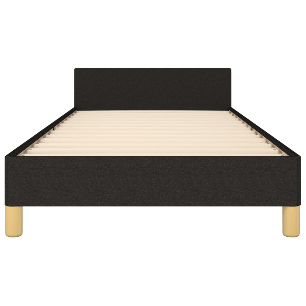 Bedframe met hoofdbord stof zwart 90x190 cm 90 x 190 cm Effen ontwerp