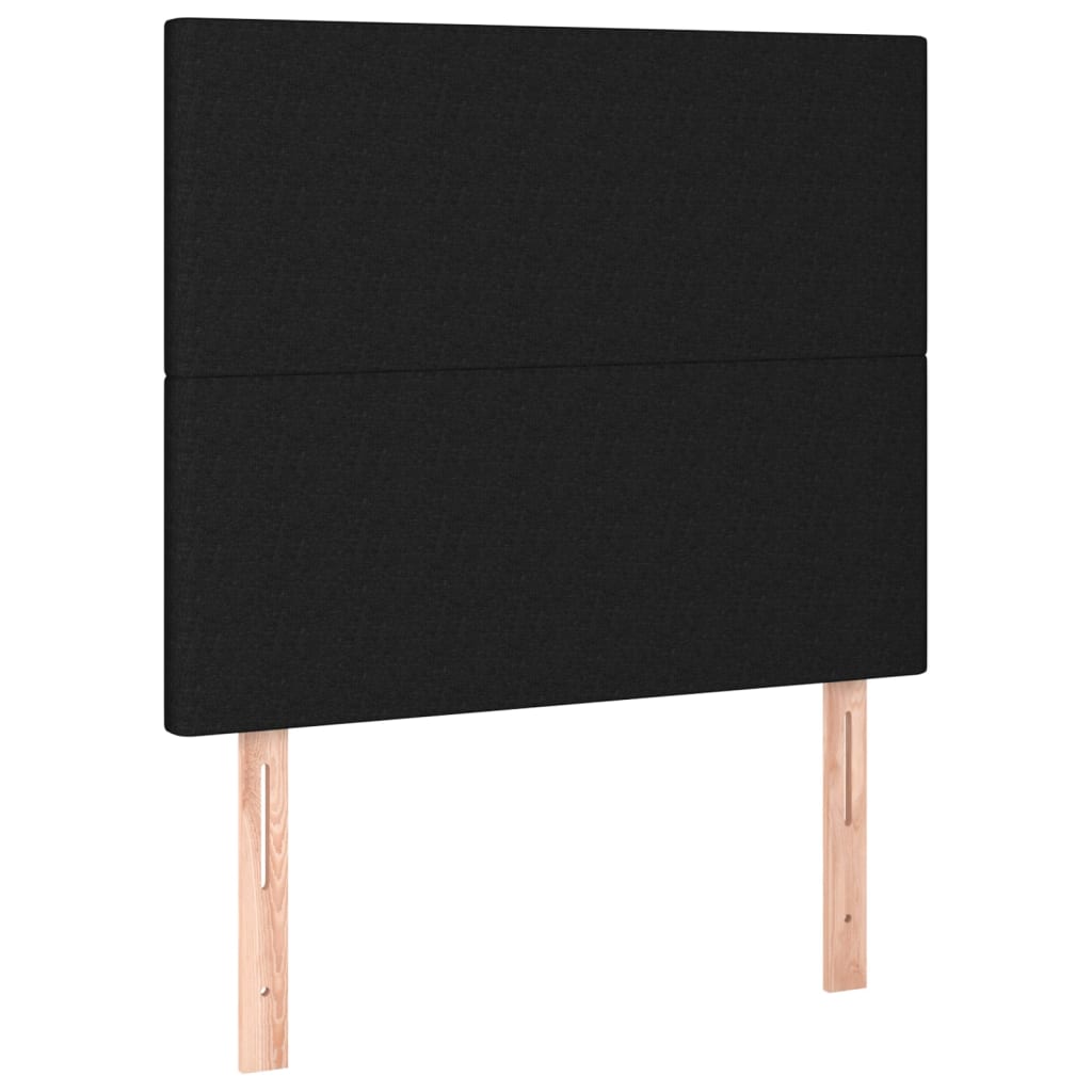 Bedframe met hoofdbord stof zwart 90x190 cm 90 x 190 cm Effen ontwerp