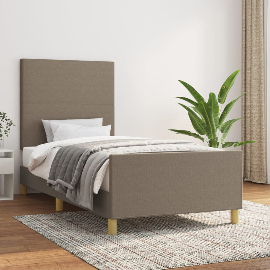 Bedframe Met Hoofdeinde Stof Taupe 90X190 Cm Taupe 90 x 190 cm Effen ontwerp