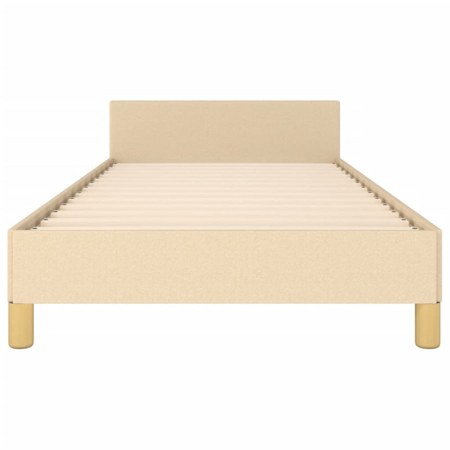 Bedframe met hoofdbord stof crèmekleurig 90x190 cm 90 x 190 cm Effen ontwerp