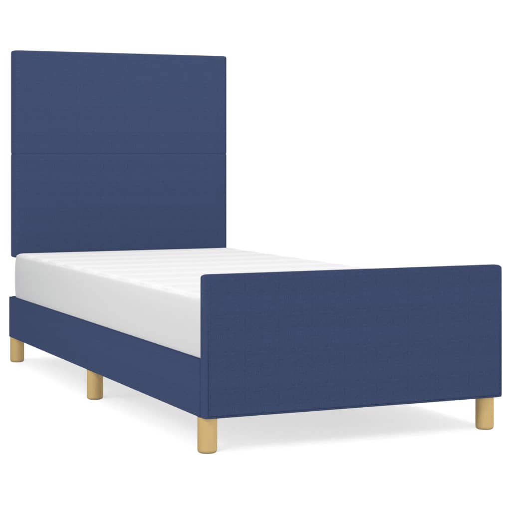 Bedframe Met Hoofdbord Stof Blauw 90 x 190 cm Effen ontwerp