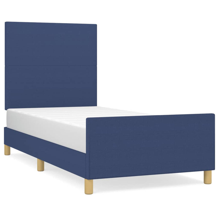Bedframe Met Hoofdbord Stof Blauw 90 x 190 cm Effen ontwerp