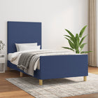 Bed frame without mattress 90x190 cm fabric blue