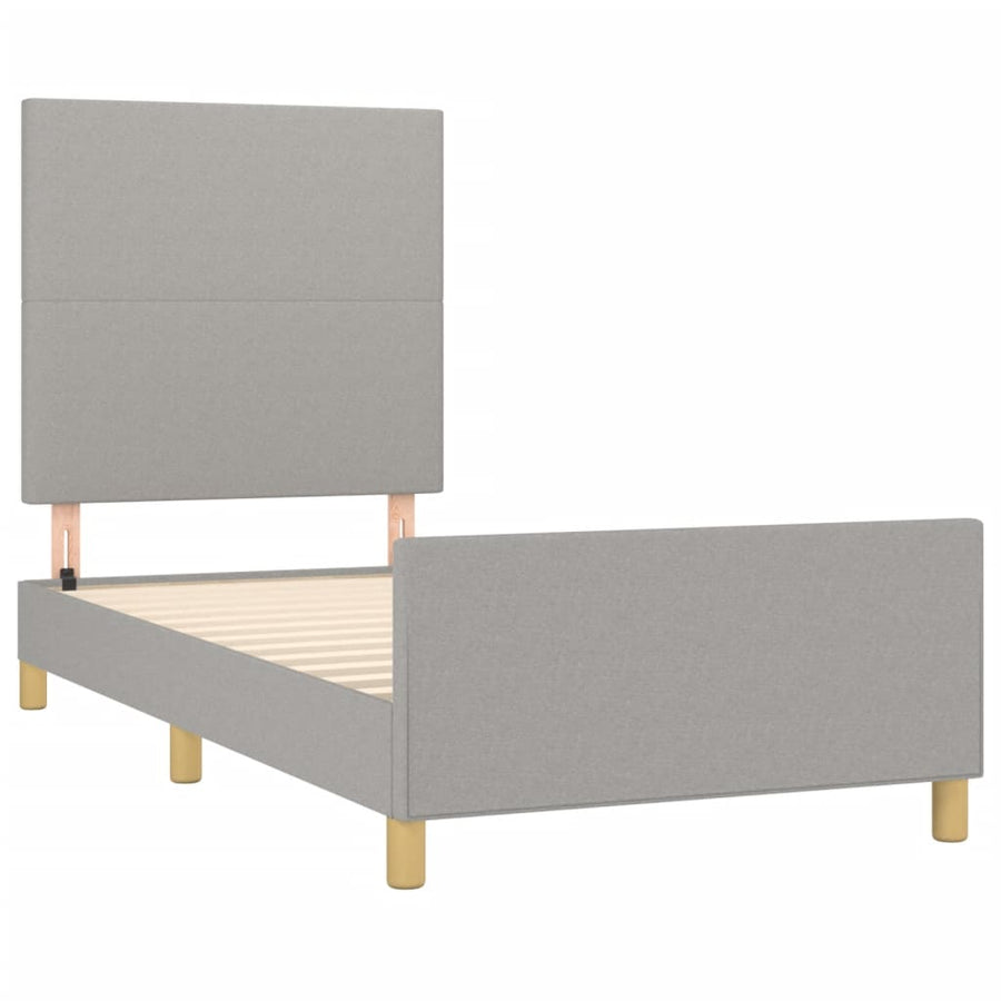 Bedframe met hoofdbord stof lichtgrijs 90x200 cm 90 x 200 cm Effen ontwerp