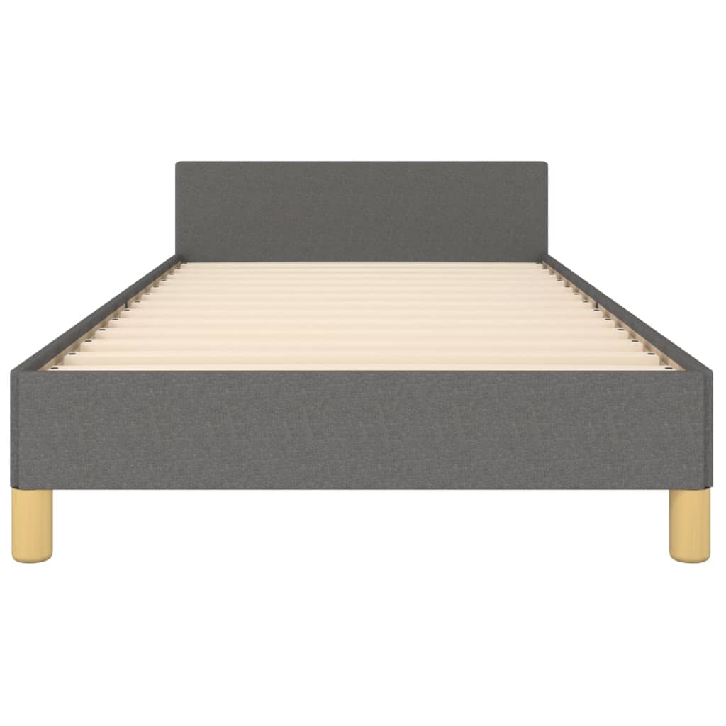 Bedframe Met Hoofdbord Stof Donkergrijs 90 x 200 cm Effen ontwerp