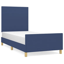 Bedframe Met Hoofdbord Stof Blauw 90 x 200 cm Effen ontwerp