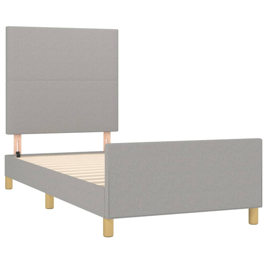 Bedframe met hoofdbord stof lichtgrijs 100x200 cm 100 x 200 cm Lichtgrijs