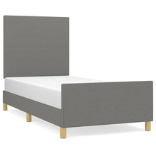Bedframe Met Hoofdbord Stof Donkergrijs 100 x 200 cm Effen ontwerp