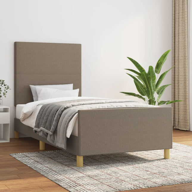 Bedframe Met Hoofdbord Stof Taupe 100X200 Cm Taupe 100 x 200 cm Effen ontwerp