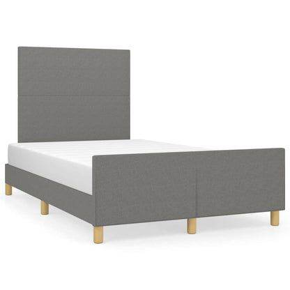 Bedframe Met Hoofdbord Stof Donkergrijs 120 x 200 cm Effen ontwerp