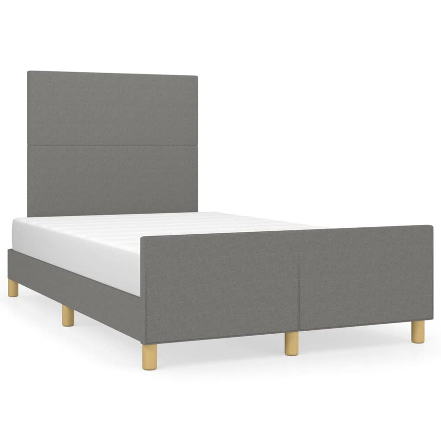 Bedframe Met Hoofdbord Stof Donkergrijs 120 x 200 cm Effen ontwerp