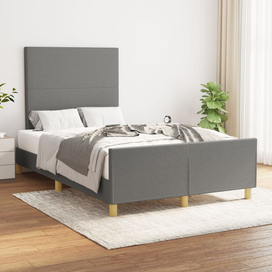Bedframe Met Hoofdbord Stof Donkergrijs 120 x 200 cm Effen ontwerp