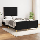 Bedframe 120x200 cm stof zwart met hoofdbord