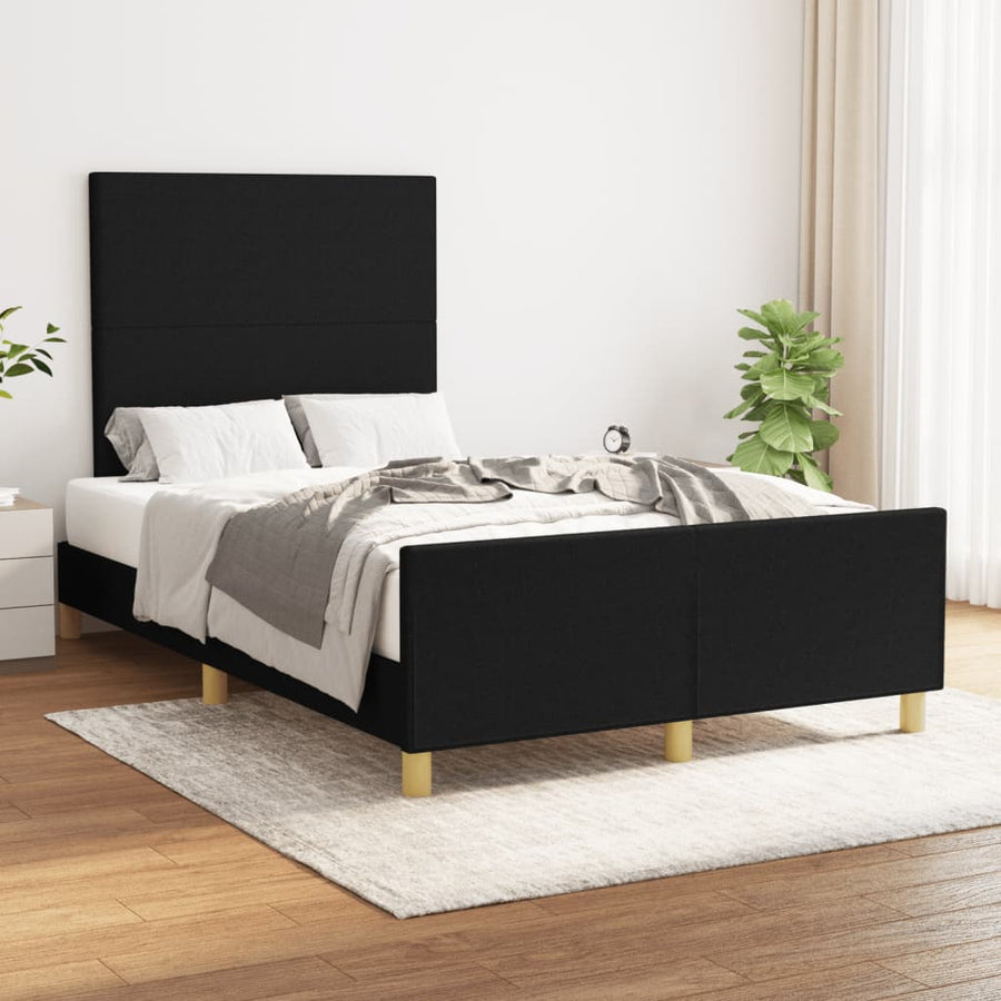 Bedframe Met Hoofdbord Stof Zwart 120 x 200 cm Effen ontwerp