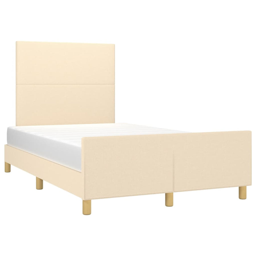 Bedframe Met Hoofdbord Stof Crèmekleurig 120X200 Cm Crème 120 x 200 cm Effen ontwerp