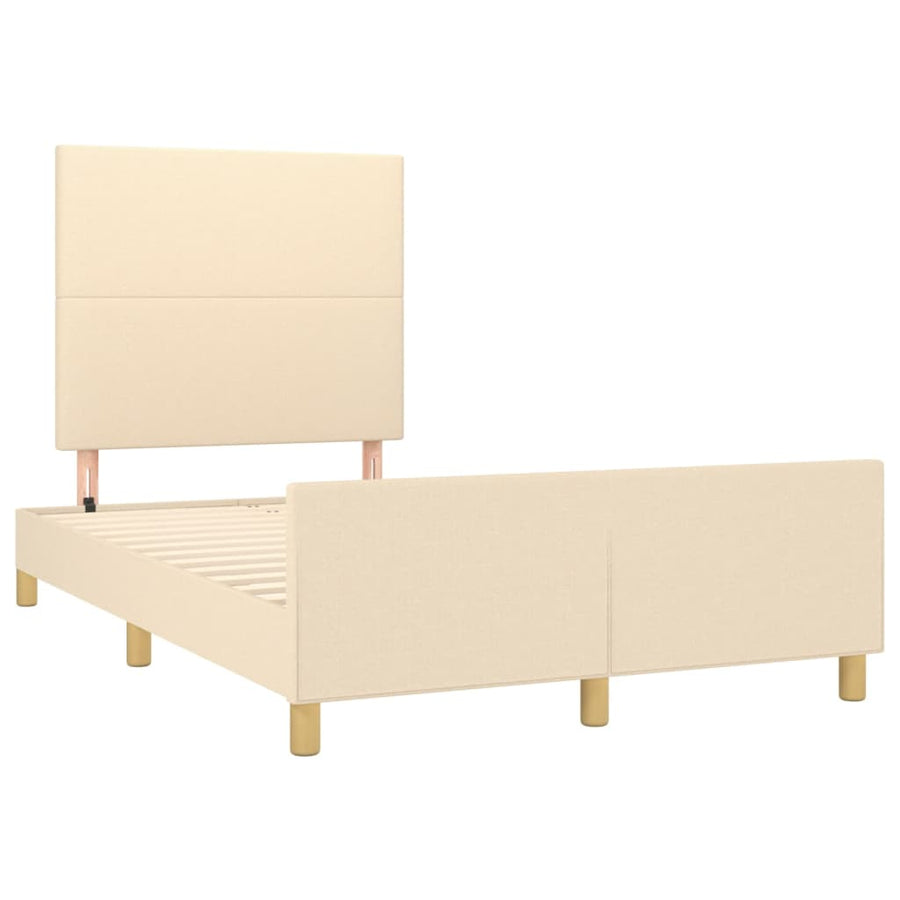 Bedframe Met Hoofdbord Stof Crèmekleurig 120X200 Cm Crème 120 x 200 cm Effen ontwerp