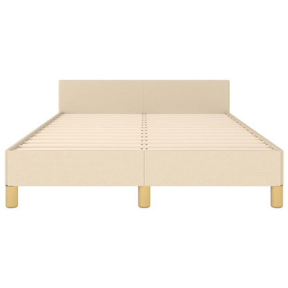 Bedframe Met Hoofdbord Stof Crèmekleurig 120X200 Cm Crème 120 x 200 cm Effen ontwerp