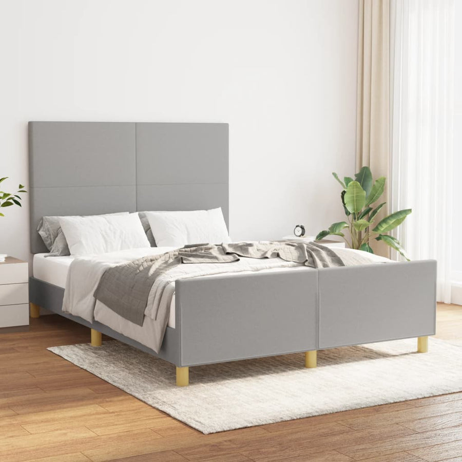 Bedframe Met Hoofdbord Stof Lichtgrijs 140 x 190 cm Effen ontwerp