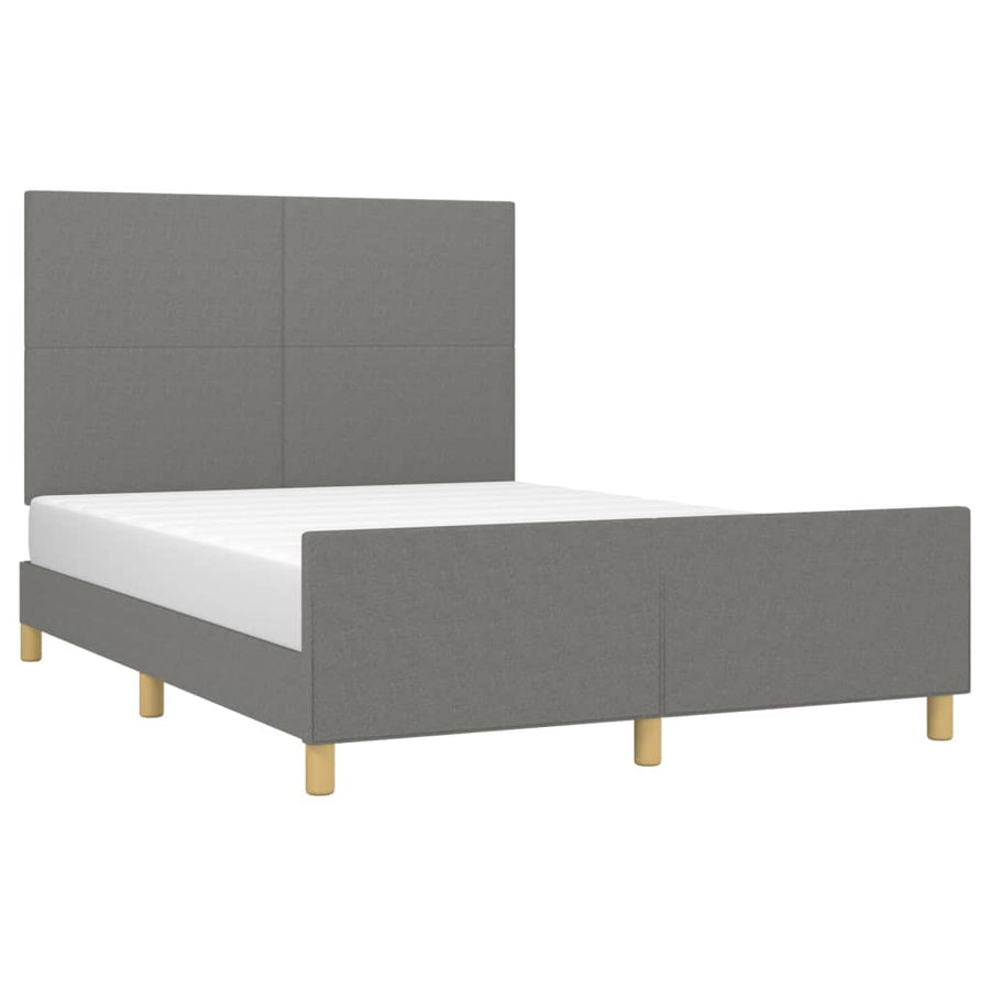 Bedframe Met Hoofdbord Stof Donkergrijs 140 x 190 cm Effen ontwerp
