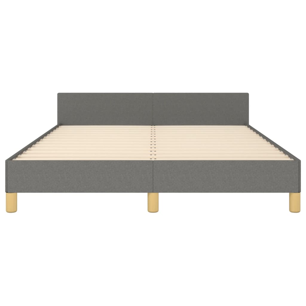 Bedframe Met Hoofdbord Stof Donkergrijs 140 x 190 cm Effen ontwerp