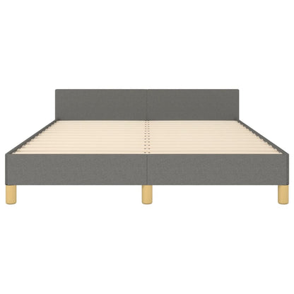 Bedframe Met Hoofdbord Stof Donkergrijs 140 x 190 cm Effen ontwerp