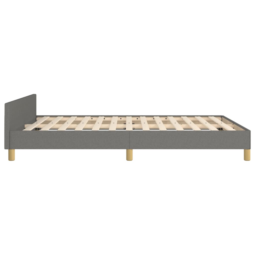Bedframe Met Hoofdbord Stof Donkergrijs 140 x 190 cm Effen ontwerp