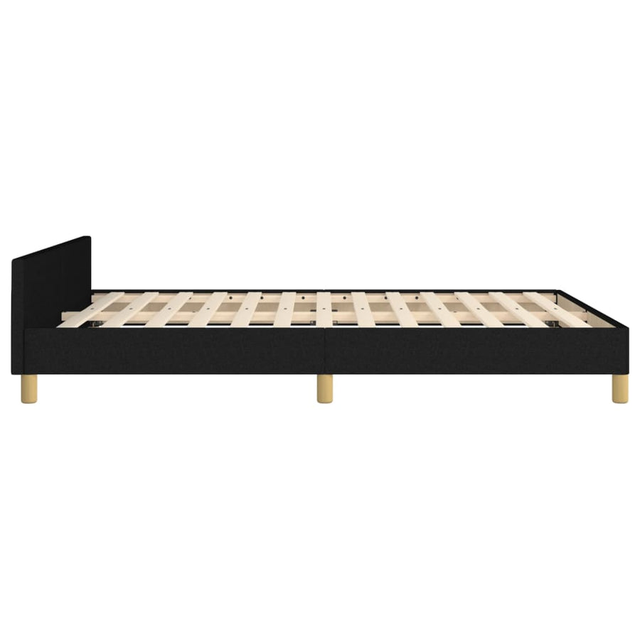 Bedframe Met Hoofdbord Stof Zwart 140 x 190 cm Effen ontwerp