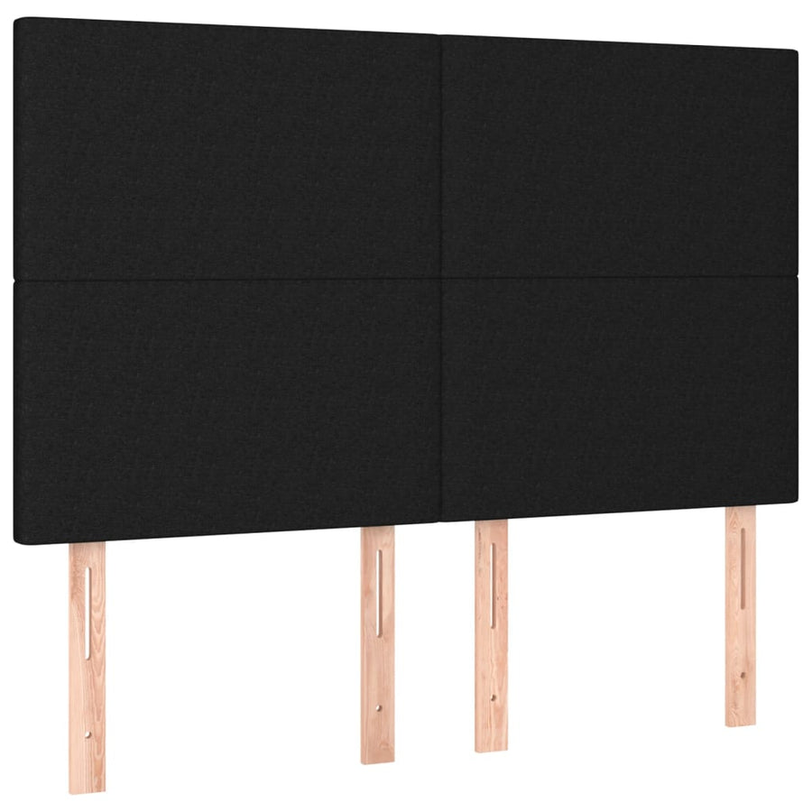 Bedframe Met Hoofdbord Stof Zwart 140 x 190 cm Effen ontwerp