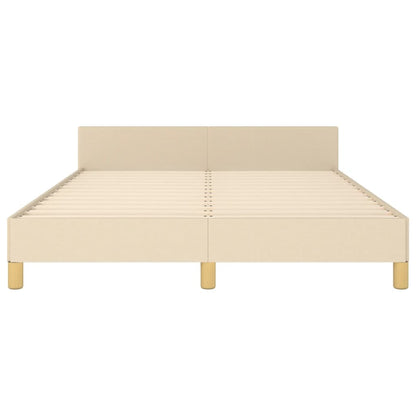 Bedframe Met Hoofdbord Stof Crèmekleurig 140X190 Cm Crème 140 x 190 cm Effen ontwerp