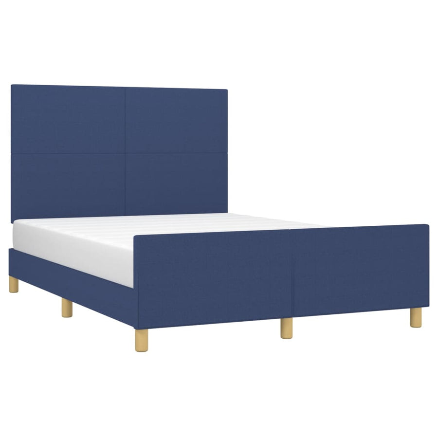 Bedframe Met Hoofdbord Stof Blauw 140 x 190 cm Effen ontwerp