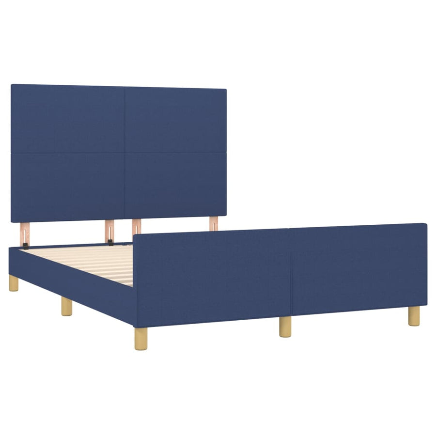 Bedframe Met Hoofdbord Stof Blauw 140 x 190 cm Effen ontwerp