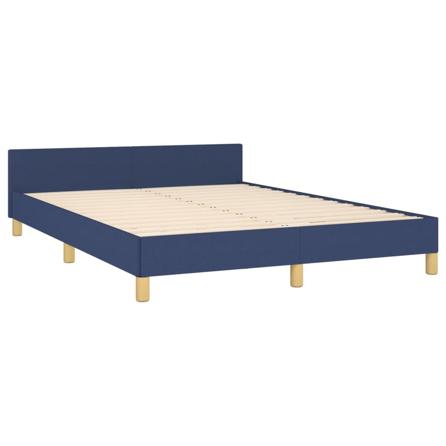 Bedframe Met Hoofdbord Stof Blauw 140 x 190 cm Effen ontwerp