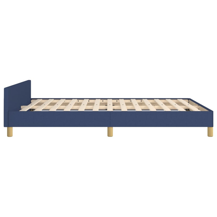 Bedframe Met Hoofdbord Stof Blauw 140 x 190 cm Effen ontwerp