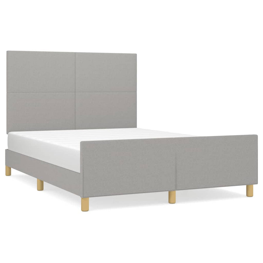 Bedframe met hoofdbord stof lichtgrijs 140x200 cm 140 x 200 cm Effen ontwerp