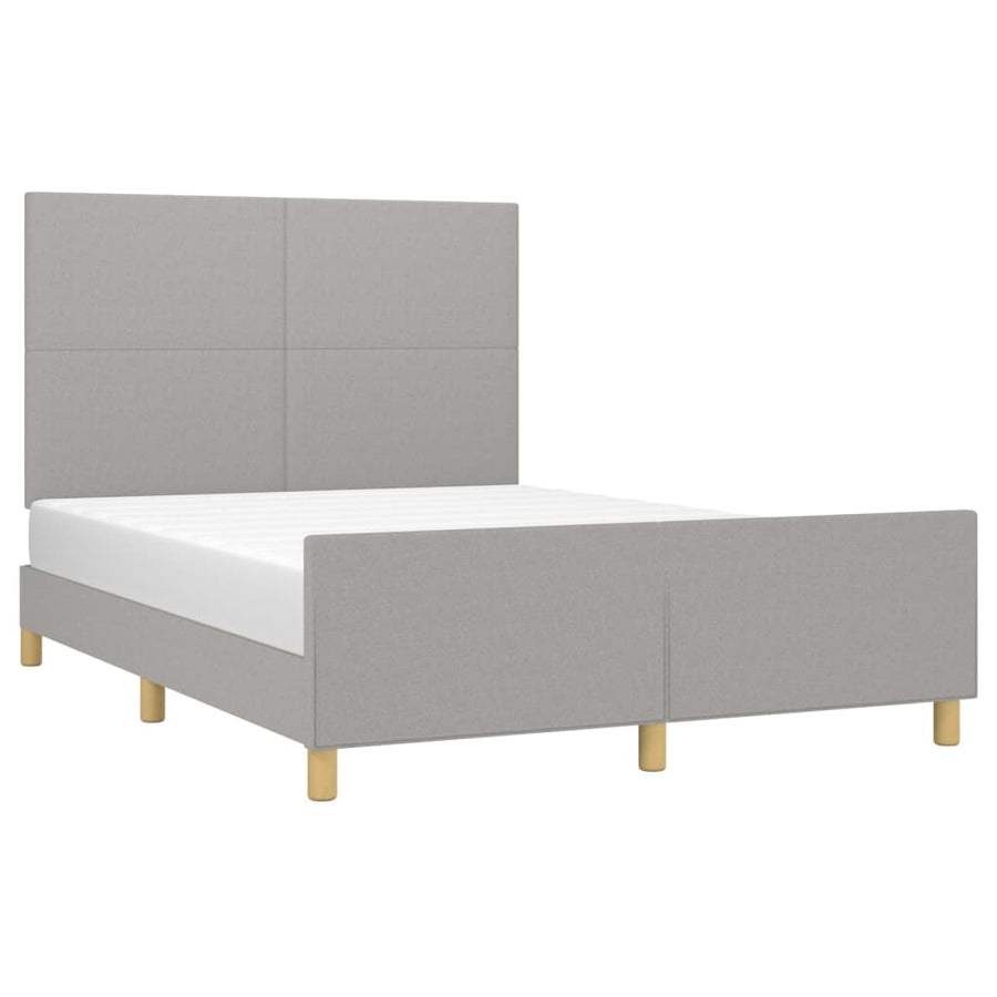 Bedframe met hoofdbord stof lichtgrijs 140x200 cm 140 x 200 cm Effen ontwerp