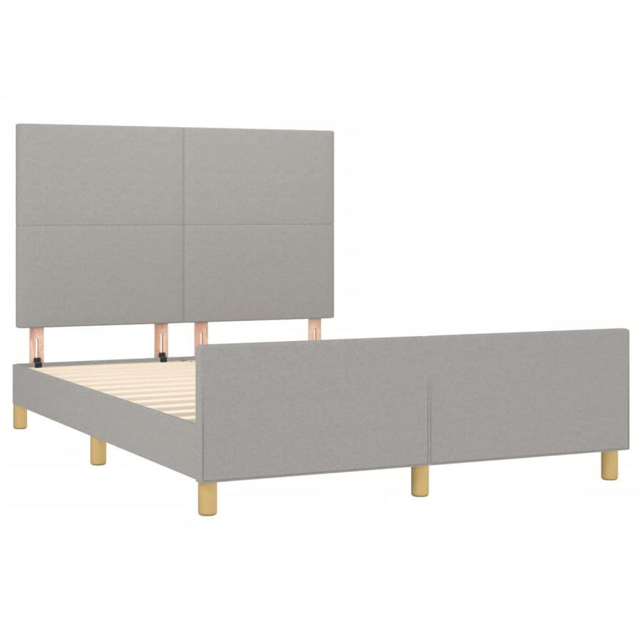 Bedframe met hoofdbord stof lichtgrijs 140x200 cm 140 x 200 cm Effen ontwerp