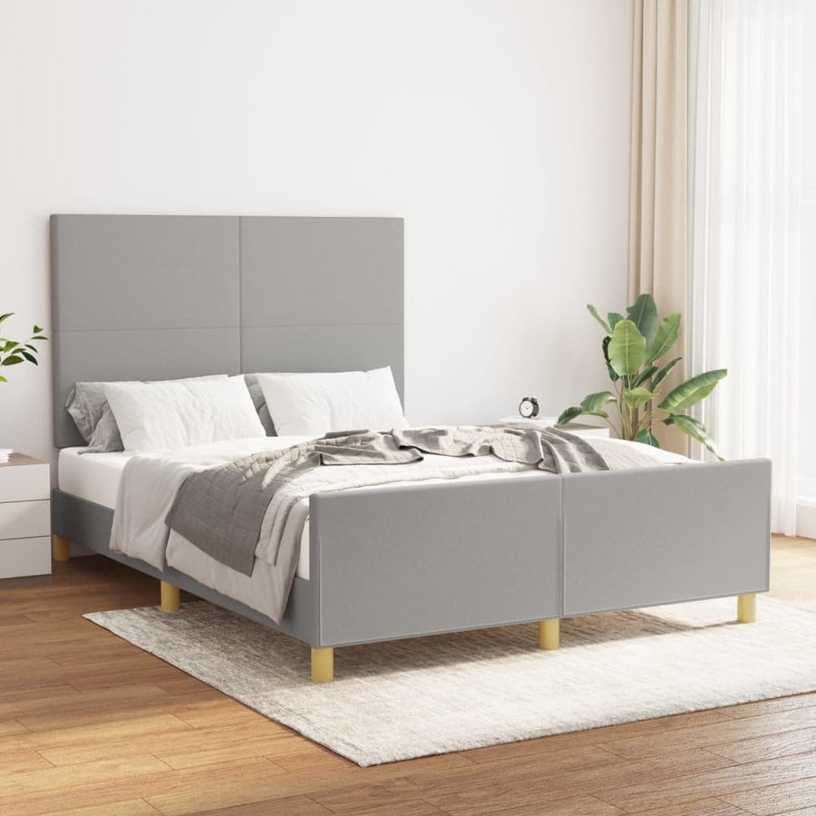 Bedframe met hoofdbord stof lichtgrijs 140x200 cm 140 x 200 cm Effen ontwerp