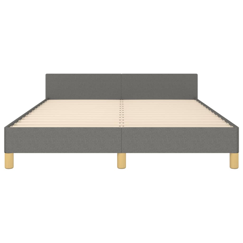 Bedframe Met Hoofdbord Stof Donkergrijs 140 x 200 cm Effen ontwerp