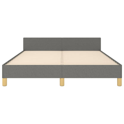 Bedframe Met Hoofdbord Stof Donkergrijs 140 x 200 cm Effen ontwerp