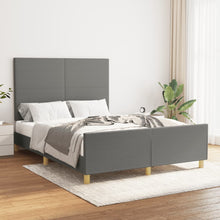 Bedframe Met Hoofdbord Stof Donkergrijs 140 x 200 cm Effen ontwerp