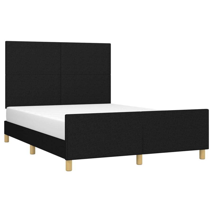 Bedframe Met Hoofdbord Stof Zwart 140 x 200 cm Effen ontwerp