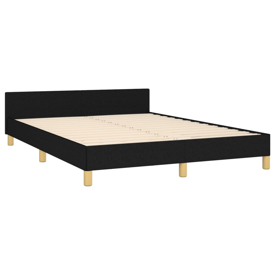 Bedframe Met Hoofdbord Stof Zwart 140 x 200 cm Effen ontwerp